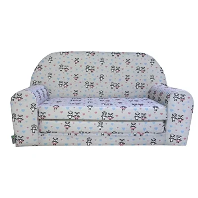 Abbildung von FORTISLINE Kindersofa Mini ausklappbar 40x78x45cm für Kinder 2in1 Kindercouch Schlafcouch aus Schaumstoff Abnehmbarer Bezug Viele Motive