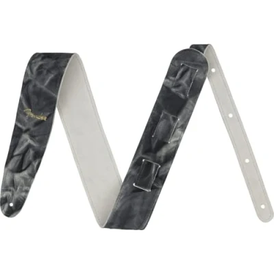 Abbildung von Fender Gitarrengurt Tie Dye Leder, Schwarz/Grau, 5 cm Breit, Verstellbar 43,5&quot; 55&quot;