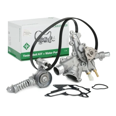 Abbildung von INA 529 0297 31 Wasserpumpe + Keilrippenriemensatz mit Generatorfreilauf prüfen und ggf. erneuern OPEL: Corsa C Schrägheck