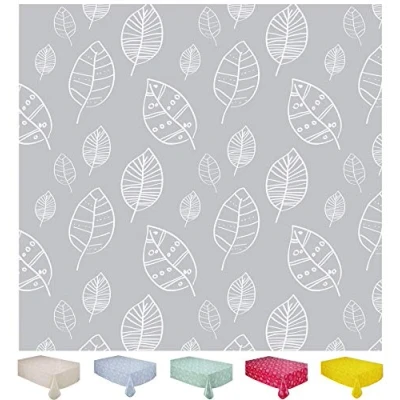 Abbildung von Home Direct Wachstuch Tischdecke Abwaschbar Eckig 140 x 180 cm Blätter Hellgrau