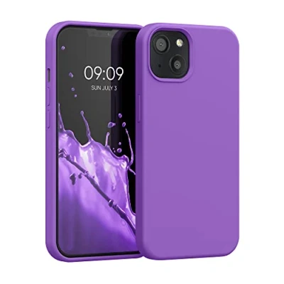 Abbildung von kwmobile Hülle kompatibel mit Apple iPhone 13 Silikon Handy Case Handyhülle weiche Oberfläche kabelloses Laden Orchidee Lila
