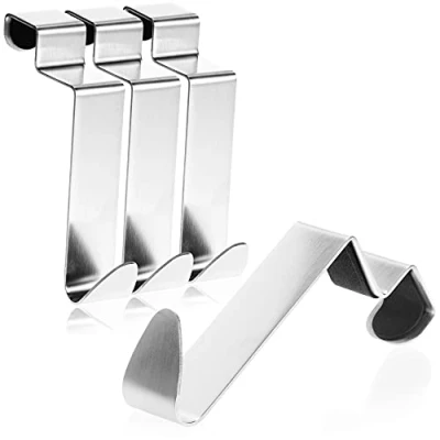 Abbildung von com four® 4X Türhaken aus Edelstahl Kleider Haken mit Schaumstoff Schutz Garderobenhaken für Schranktür und Zimmertür innen 9 cm (04 Stück Schaumstoff)