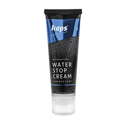 Abbildung von Kaps Hochwertige Imprägnierungs Schuhcreme für Glatt Leder Schuhe und Stiefel, Naturwachs Pflege mit Schwammapplikator, Water Stop, viele Farben (134 Oliv)