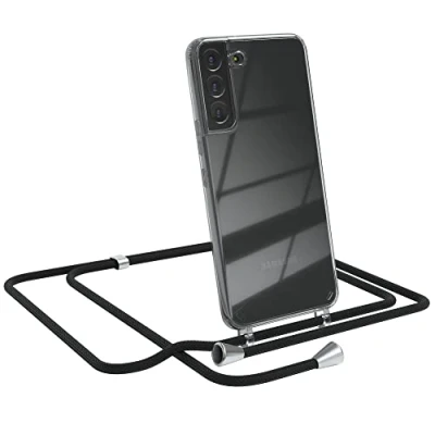 Abbildung von EAZY CASE Handykette kompatibel mit Samsung Galaxy S22 Plus 5G Handyhülle Umhängeband, Handykordel Schutzhülle, Silikonhülle, Hülle, Stylische Kette für Smartphone, Schwarz