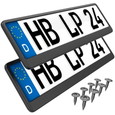Abbildung von L &amp; P Car Design Kennzeichenhalter für Auto 46 cm in schwarz kurze Kennzeichen, (2 Stück)