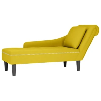 Abbildung von vidaXL Chaiselongue, Indoor Lounge Sofa mit Kissen Rechter Armlehne, Gepolsterte Recamiere für Wohnzimmer Schlafzimmer Büro, Polsterliege, Gelb Samt
