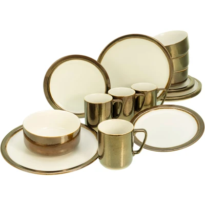 Abbildung von CreaTable Kombiservice &quot;Modern Industrial&quot;, (Set, 16 tlg., Kaffeeservice und Tafelservice im Set, für 4 Personen), Service, Spezialglasur, glänzende Sprenkel, Teile, Personen