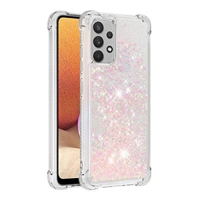Abbildung von KBIKO zxl Kompatibel mit Samsung Galaxy A32 4G Glitzer Hülle,Mädchen Glitzern Handyhülle,Paillette Flüssigkeit Clear Silikon Schutzhülle für (Eu Version).Silver Pink YBL