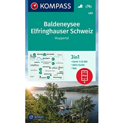 Abbildung von KOMPASS Wanderkarte 493 Baldeneysee, Elfringhauser Schweiz, Wuppertal 1:25.000: 3in1 Wanderkarte, mit Aktiv Guide inklusive Karte zur offline Verwendung in der App. Fahrradfahren.