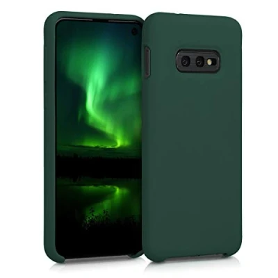 Abbildung von kwmobile Hülle kompatibel mit Samsung Galaxy S10e Silikon Handy Case Handyhülle weiche Oberfläche kabelloses Laden Moosgrün