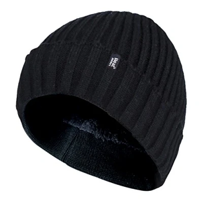 Abbildung von HEAT HOLDERS Herren Acryl Innen Fleece Winter Beanie Strickmütze mit Umschlag (Schwarz (Tor), One Size)
