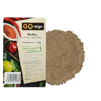 Abbildung von 1kg Pfeffer Schwarz gemahlen Pulver premium Qualität Universalgewürz 1000g