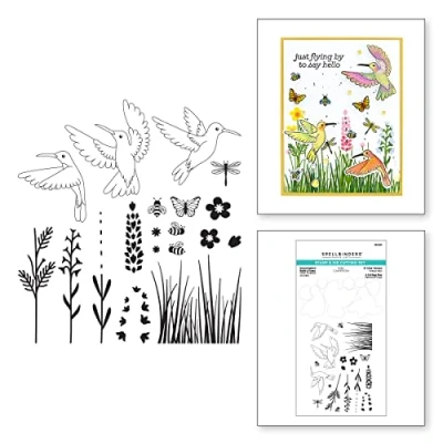 Abbildung von Spellbinders Papercrafts Inc. Stempel und Stanzformen Set von Bibi Cameron, Kolibri zum Bauen einer Szene, Metall