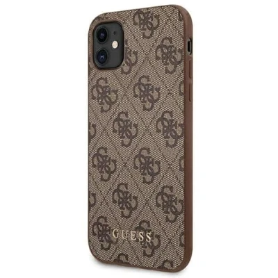 Abbildung von Guess GUHCN61G4GFBR 4G Metal Gold Logo Hülle für iPhone 11 Braun