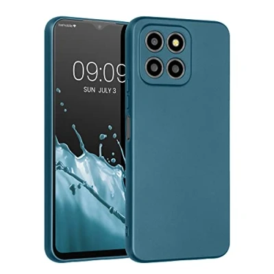 Abbildung von kwmobile Handyhülle kompatibel mit Honor X8 5G / X6 70 Lite Hülle weiche Silikon Case metallisch schimmernd in Metallic Karibikblau
