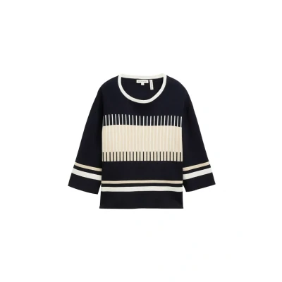 Abbildung von TOM Tailor Strickpullover, Damen, Größe: Medium, Navy knit stripe design