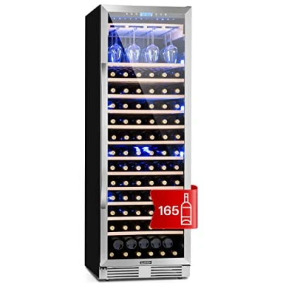 Abbildung von Klarstein Einbau Weinkühlschrank, 1 Zonen Getränkekühlschrank Klein, Kleiner Weinschrank 433L, Wein Kühlschrank Klein mit Glastür, Indoor/Outdoor Flaschenkühlschrank, Wine Fridge 165 Flaschen
