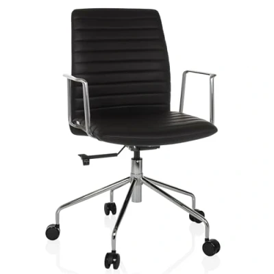 Abbildung von hjh OFFICE Eleganter Bürostuhl mit Wippfunktion VEMONA 30 Chefsessel Designstuhl für Büro und Home Office, Kunstleder Schwarz