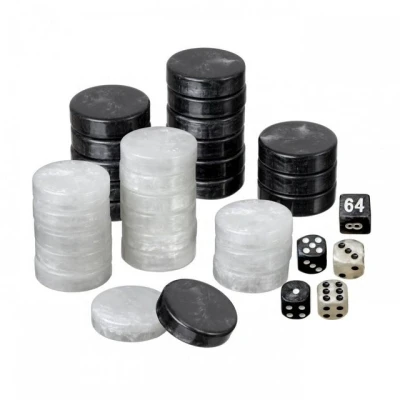 Abbildung von Philos Spiel, Spielsteine Backgammon groß 34 x 10 mm Kunststoff schwarz weiß inkl. Würfel
