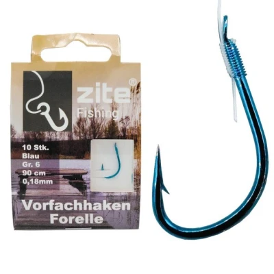 Abbildung von Zite Forellenhaken Vorfach Haken Forelle gebunden Größe 6 Angelhaken mit Vorfachschnur