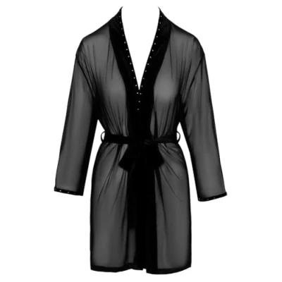 Abbildung von Kimono, semi transparent, mit edlen Details aus Samt und Strass