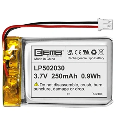 Abbildung von EEMB Lithium Polymer Akku 3,7 V 250mAh 502030RP Wiederaufladbarer Lipo mit JST Anschluss für VXI Blue Parrott bestätigen Sie die Polarität des Geräts und Anschlusses vor dem Kauf