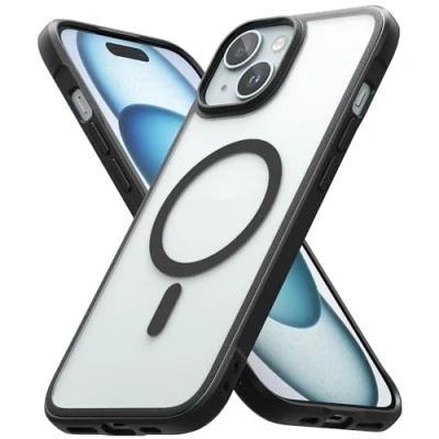 Abbildung von Ringke Fusion Bold Magnetic Case Kompatibel mit iPhone 15 Hülle MagSafe, Frostklare Rückseite Anti Vergilbung TPU Rahmen Magnetische Handyhülle Matte Black