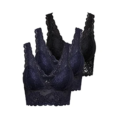 Abbildung von ONLY Damen ONLCHLOE 3 Pack LACE Bra Bügelloser Spitzen BH, Peacoat/2XPEACOAT + 1XBLACK, S