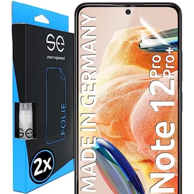 Abbildung von S.E für Xiaomi Redmi Note 12 Pro Schutzfolie 2x Folien im SET aus Deutschland, Folie TPU Technologie, kinderleichte Anwendung, als Alternative Schutzglas