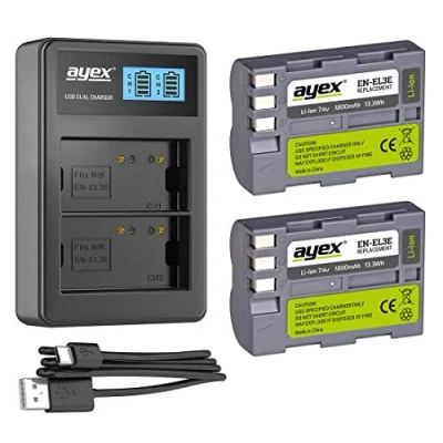 Abbildung von ayex Power Paket mit 2X EN EL3E Akku für Nikon + 1x USB Dual Ladegerät