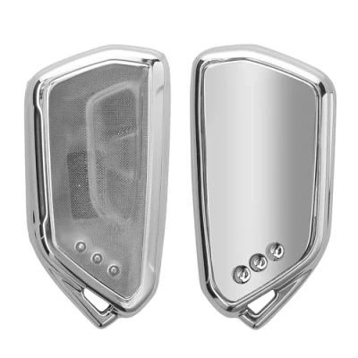 Abbildung von kwmobile Autoschlüssel Hülle kompatibel mit VW Golf 8 5 Tasten Seat Leon MK4 Tarraco Atec TPU Schutzhülle Schlüsselhülle Cover in Hochglanz Silber