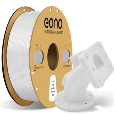 Abbildung von Eono PP Filament 1,75 mm (+/ 0,03 mm) Halbflexibles Robustes 3D Drucker 1 kg (2,2 Pfund) für Druck,5pcs Build Sheet enthalten, Weiß