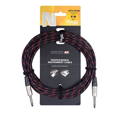 Abbildung von Stagg 25019370 Vintage Tweed Instrumentenkabel (6m, 2x Klinke, 6,3mm) schwarz