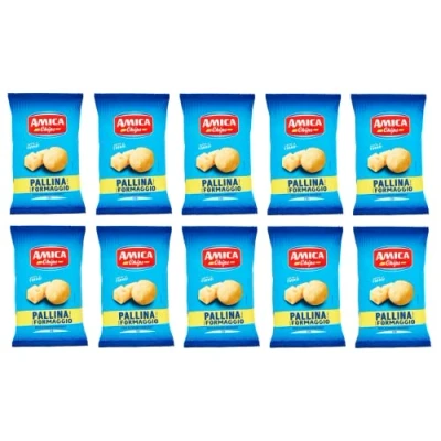Abbildung von 10x Amica Chips Pallina al Formaggio Mais Snacks mit Käsegeschmack Salziger Snack 125g Beutel