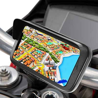 Abbildung von handyhalterung Motorrad mit ladefunktion Schnellladung 2.1A Schutzhülle Antireflex Visier Gültig für Smartphones bis 7,5&quot; Universell kompatibel Allen Arten von Lenkern