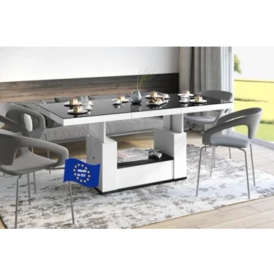 Abbildung von designimpex Couchtisch HM 111 Schwarz / Weiß Hochglanz Schublade höhenverstellbar ausziehbar