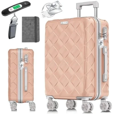 Abbildung von KESSER Hartschalen Trolley Reisekoffer, 4 Rollen, ABS Hartschalenkoffer mit Zahlenschloss Kofferwaage &amp; Reisebrieftasche