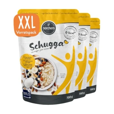 Abbildung von BORCHERS Schugga, Kristalline Streusüße 3x 700g, Erythrit Sucralose Mischung, 1:1 wie Zucker, kalorienfrei &amp; zuckerfrei, Zuckerersatz, Süßungsmittel, Zuckeralternative, XXL Vorteilspack