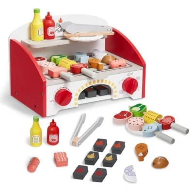 Abbildung von VEVOR Kinder Spielküche Kinderküche Grillspiel Set BBQ Holz Grill 26 teilig