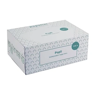 Abbildung von Popolini Windeleinlagen Popli Windelvlies für Stoffwindeln, 100 Blatt, Weiß, 24 x 34 cm, Einweg, 0 10 kg