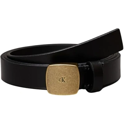 Abbildung von Calvin Klein Jeans Casual Plaque Buckle 20MM Gürtel black/goldcoloured, Damen, Größe: 90, Black/gold coloured