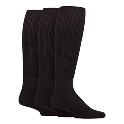 Abbildung von IOMI 3er Pack Kniestrümpfe Diabetiker Socken Ohne Gummi Extra Weit Bambus Diabetikersocken Gesundheitsstrümpfe für Geschwollene Füße (43 45, Schwarz)