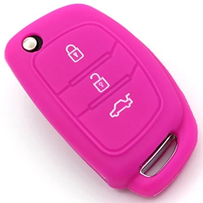 Abbildung von Schlüssel Hülle BD für 3 Tasten Auto Silikon Cover von Finest Folia (Neon Pink)