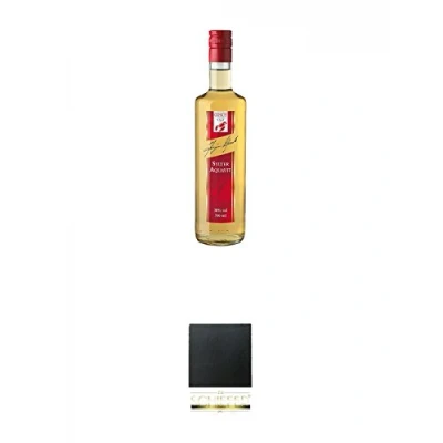 Abbildung von Gosch Sylter Aquavit Spezialität 0,7 Liter + Schiefer Glasuntersetzer eckig ca. 9,5 cm Durchmesser