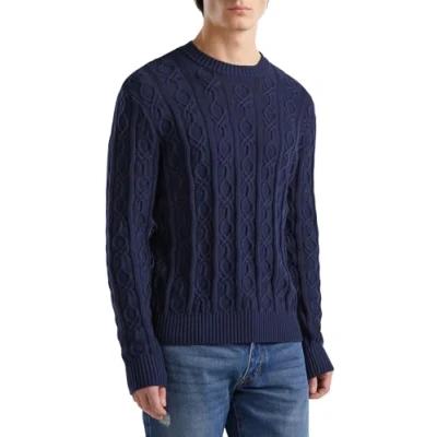 Abbildung von United Colors of Benetton Monogram Strickpullover, Herren, Größe: Medium, Blue