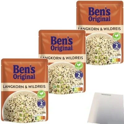 Abbildung von usy Bundle für Ben&#039;s Original Express Langkorn und Wildreis 3er Pack (3x220g Packung) + Block