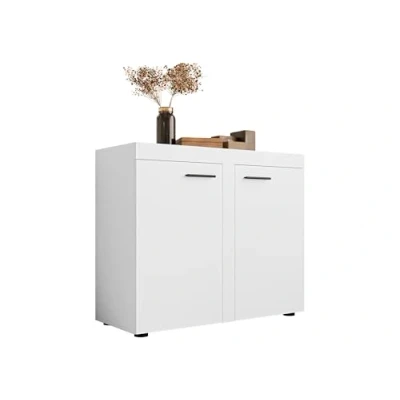 Abbildung von Mirjan24 Kommode Rango 2F mit 2 Türen, Highboard, Naturtöne, Anrichte, Sideboard, Mehrzweckschrank, Wohnzimmerschrank, Schrank (Weiß)
