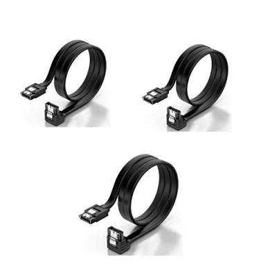 Abbildung von KUYIA SATA Kabel 3 (3 Stück), 35 cm Gerade zu 90 Grad Recht Abgewinkelt Datenkabel, 6 Gbit/s Schnelle Datenübertragung für HDD SSD CD Treiber mit Type L Verriegelungsstecker bis Serial ATA/ 600