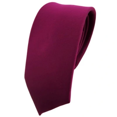 Abbildung von TigerTie Herren Krawatte 6 cm schmale Satin Tie in violett bordeauxviolett einfarbig uni Business, festliche Veranstaltungen und Freizeit