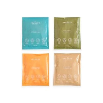 Abbildung von Valquer Shake Pack of 4 Resistant Shower Gels. Refill Body Gel. One Bottle = Infinite No Loss. 25g 400ml Gel Bags (1 each type)